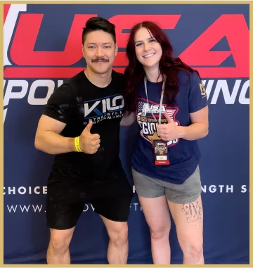 Shawn and his athlete at powerlifting meet